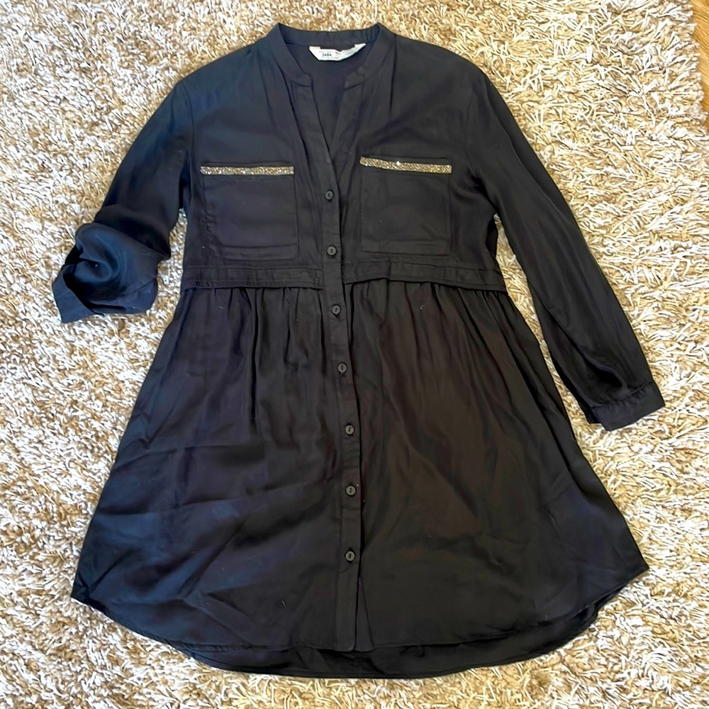 Zara embellished quarter sleeve dress.